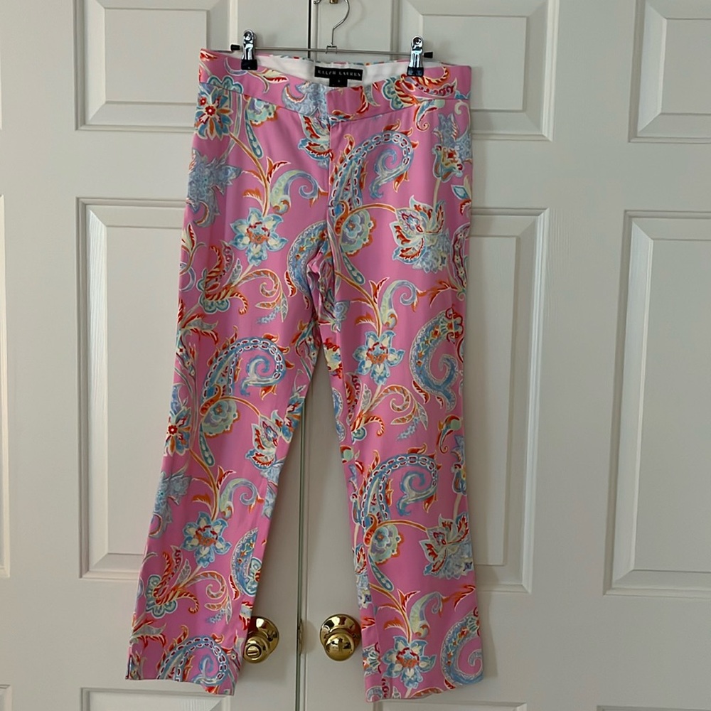 Ralph Lauren Black Label pink paisley pants size 8